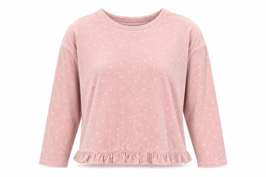 A La Mode Women's Pink Velour Star Pyjama Top Size 12