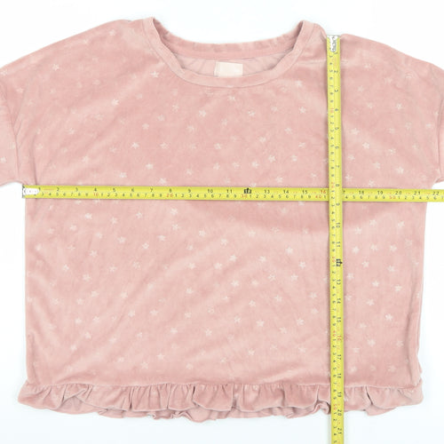 A La Mode Women's Pink Velour Star Pyjama Top Size 12