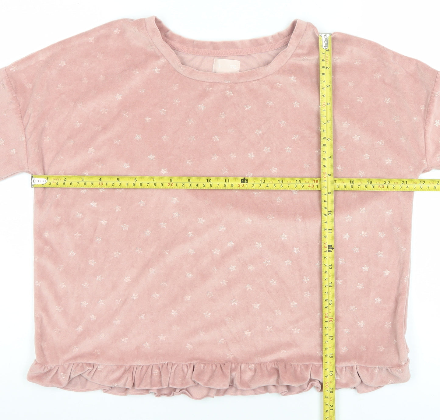 A La Mode Women's Pink Velour Star Pyjama Top Size 12