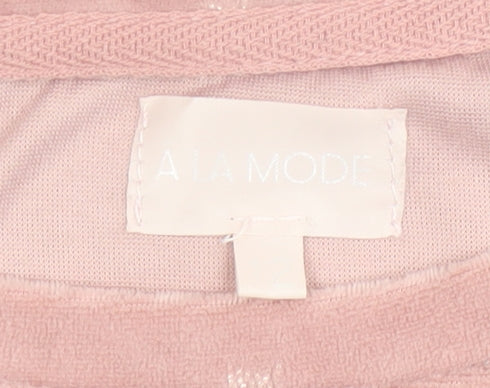 A La Mode Women's Pink Velour Star Pyjama Top Size 12