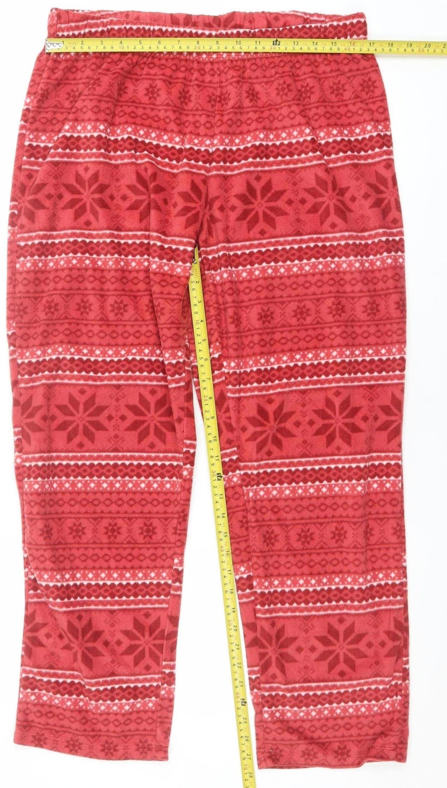 Esmara Women Red Fair Isle Fleece Pyjama Pants Size 14 Winter