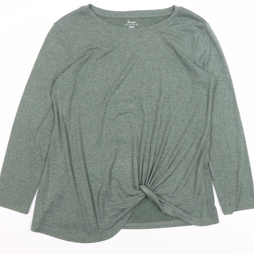 Limisya Women’s Green Long Sleeve Knot Front T-Shirt Size L