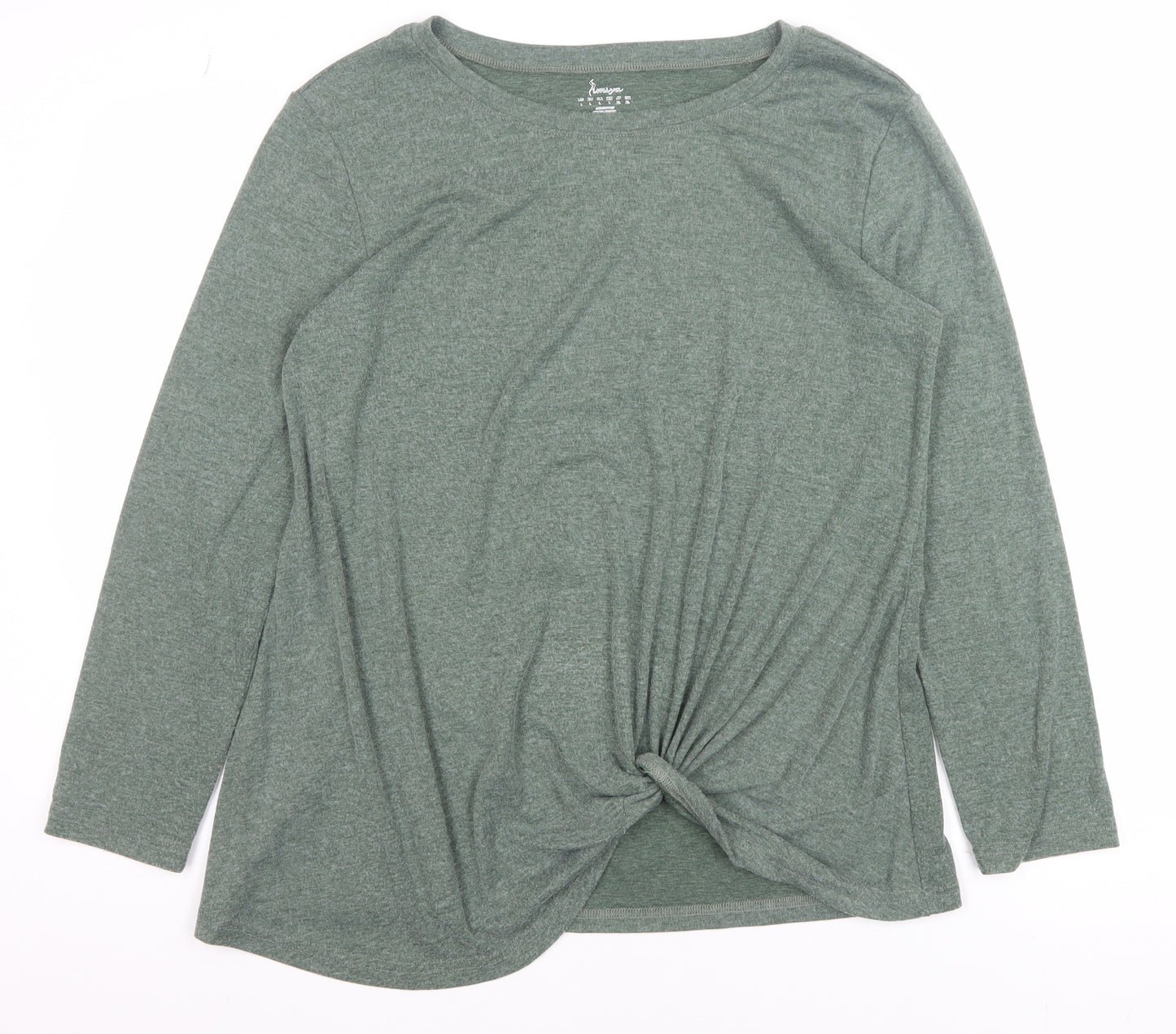 Limisya Women’s Green Long Sleeve Knot Front T-Shirt Size L