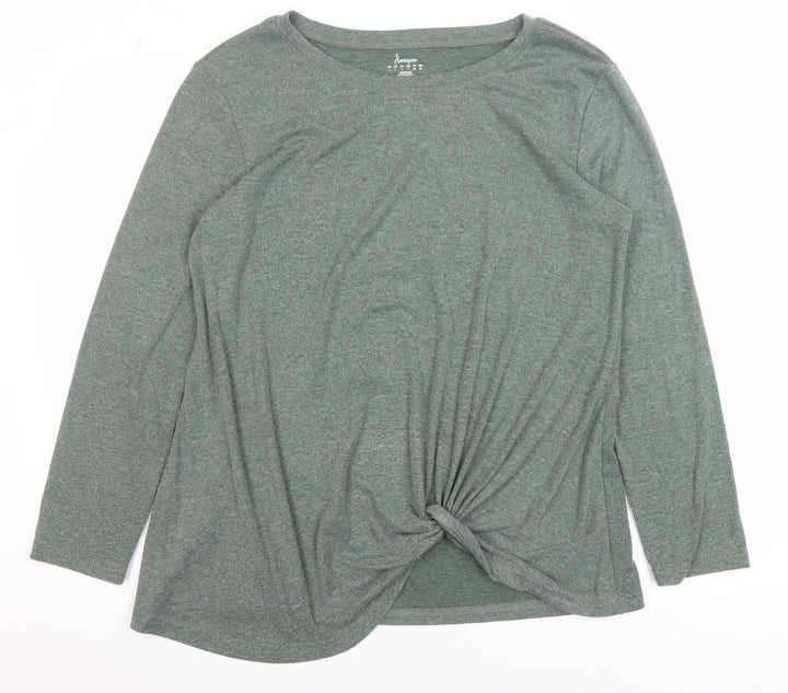 Limisya Women’s Green Long Sleeve Knot Front T-Shirt Size L