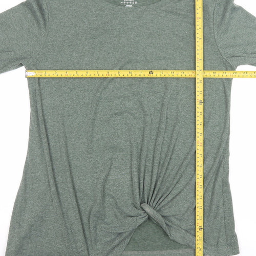 Limisya Women’s Green Long Sleeve Knot Front T-Shirt Size L