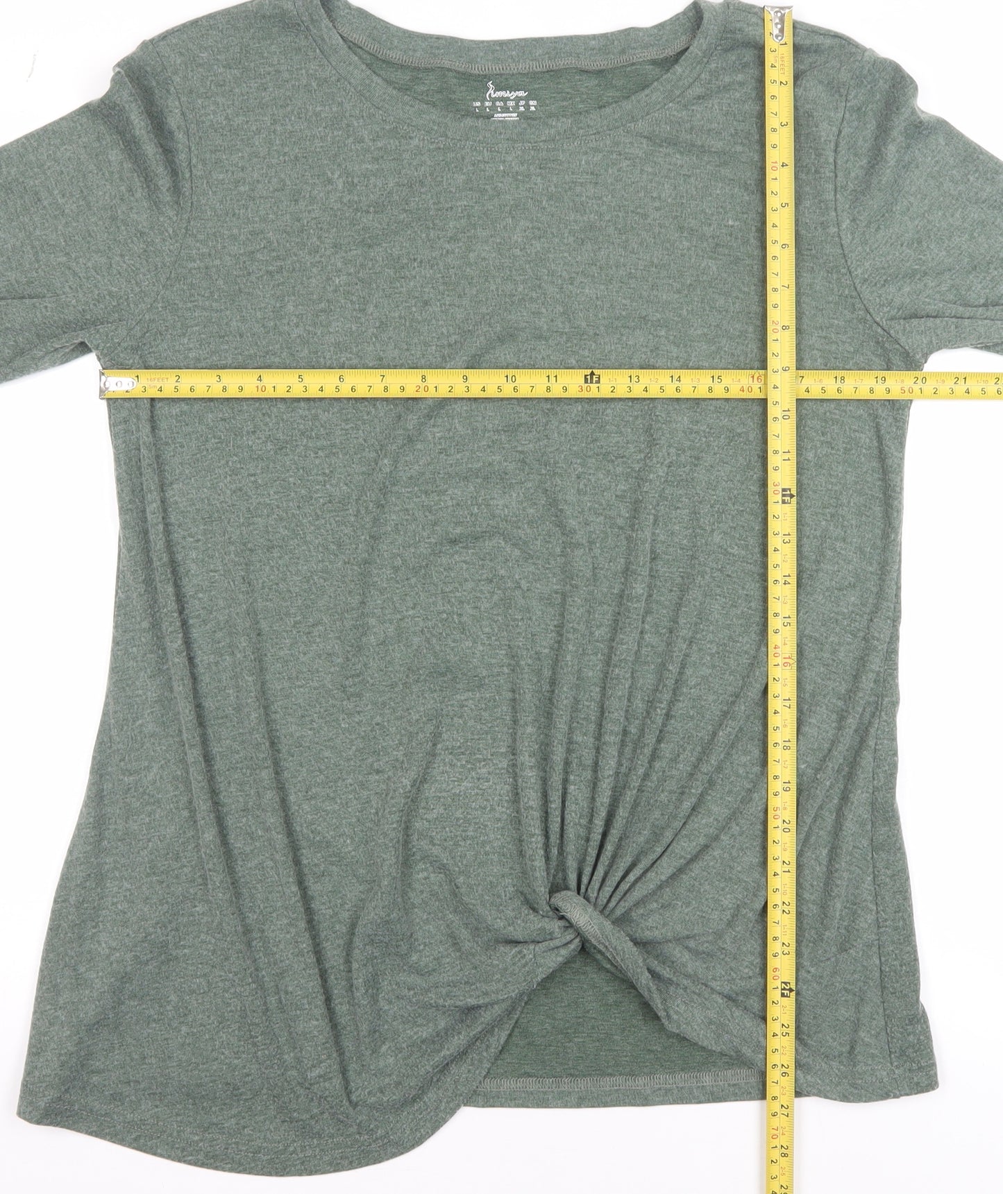 Limisya Women’s Green Long Sleeve Knot Front T-Shirt Size L