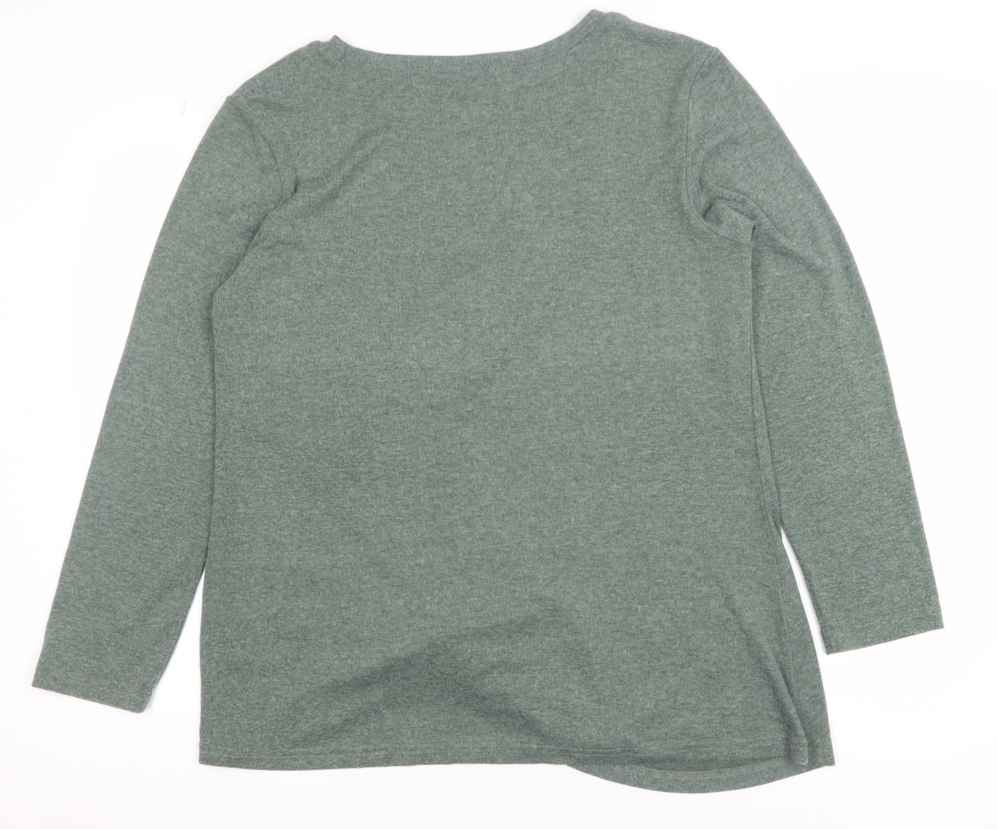Limisya Women’s Green Long Sleeve Knot Front T-Shirt Size L