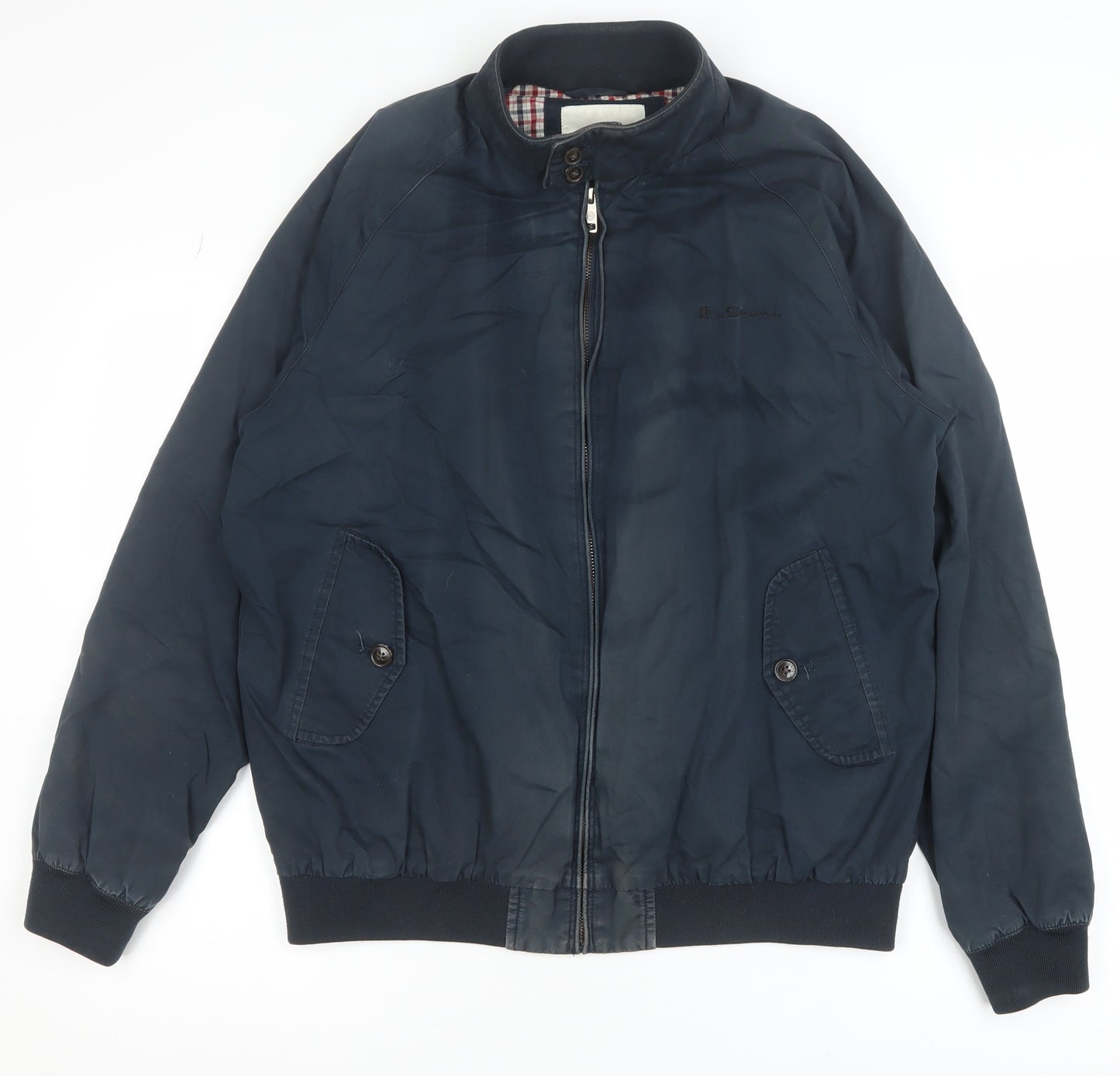 Ben Sherman Men's Blue Cotton Bomber Jacket L Casual Classic