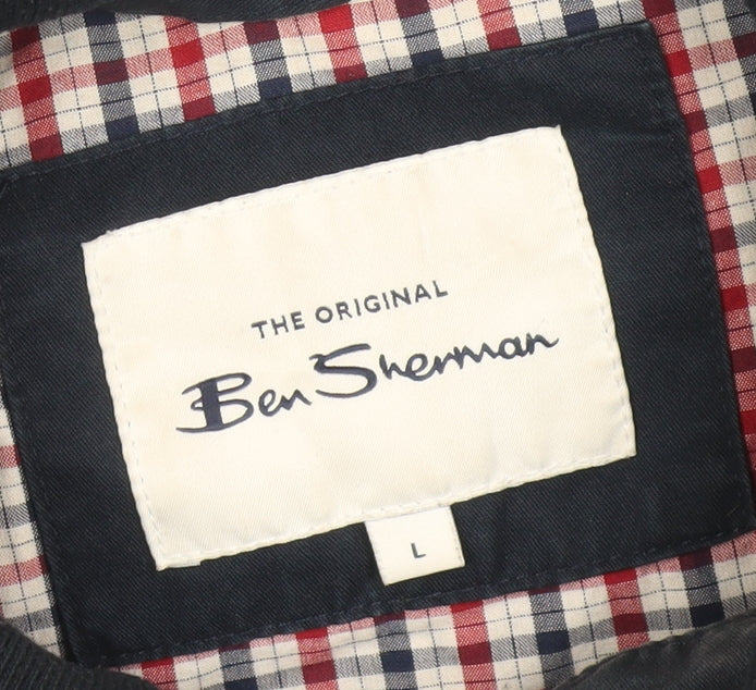 Ben Sherman Men's Blue Cotton Bomber Jacket L Casual Classic