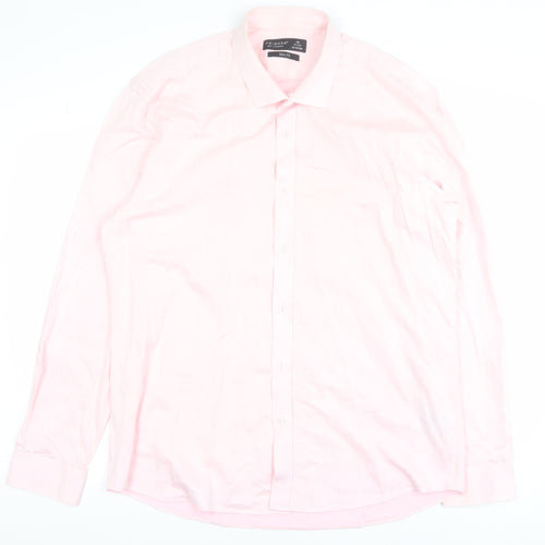 Primark Men's Pink 2XL Slim Fit Long Sleeve Formal Dress Shirt