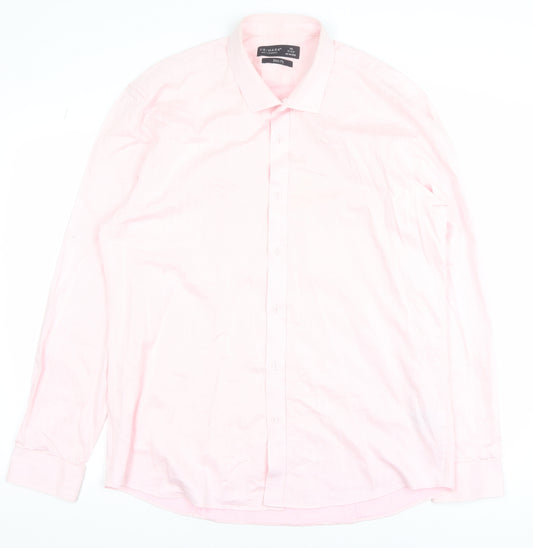 Primark Men's Pink 2XL Slim Fit Long Sleeve Formal Dress Shirt