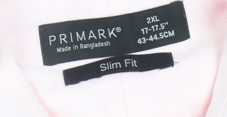 Primark Men's Pink 2XL Slim Fit Long Sleeve Formal Dress Shirt