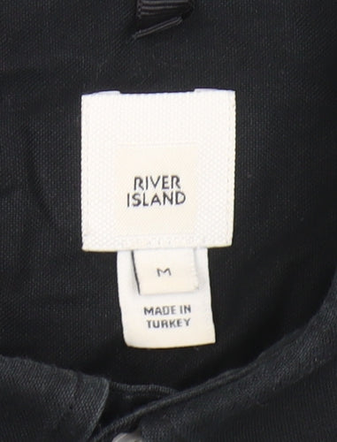 River Island Men's Black Cotton Button-Up Long Sleeve Shirt Size M