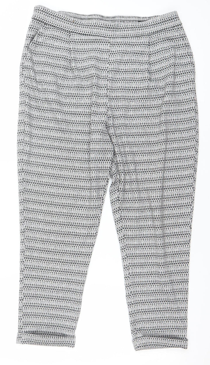 F&F Womens Grey Geometric Tapered Trousers Size 18