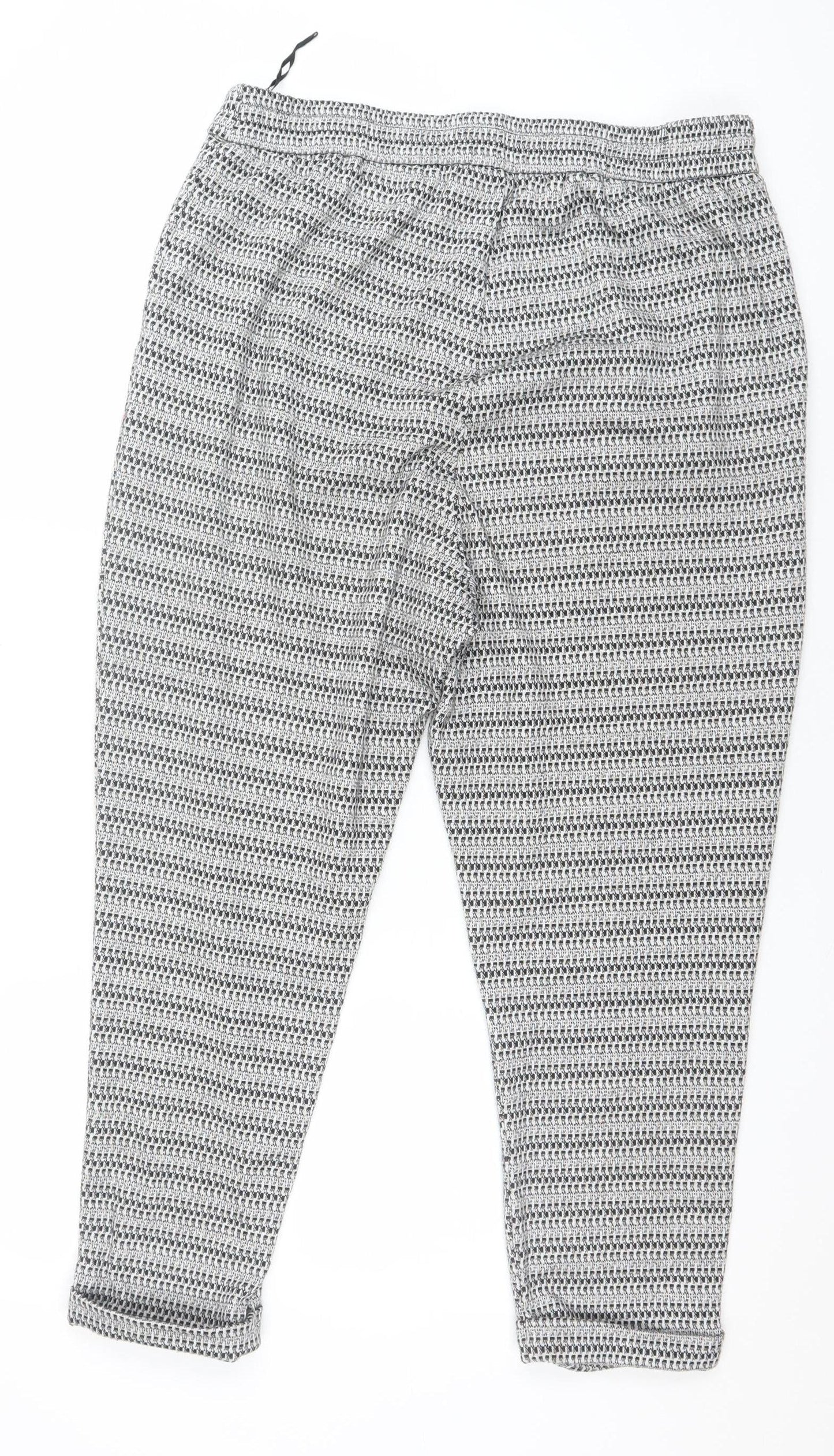 F&F Womens Grey Geometric Tapered Trousers Size 18