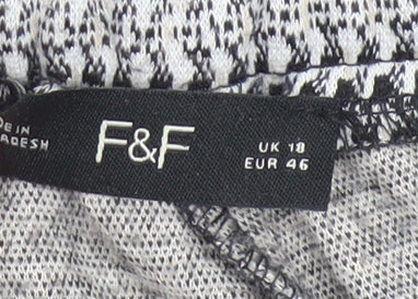 F&F Womens Grey Geometric Tapered Trousers Size 18