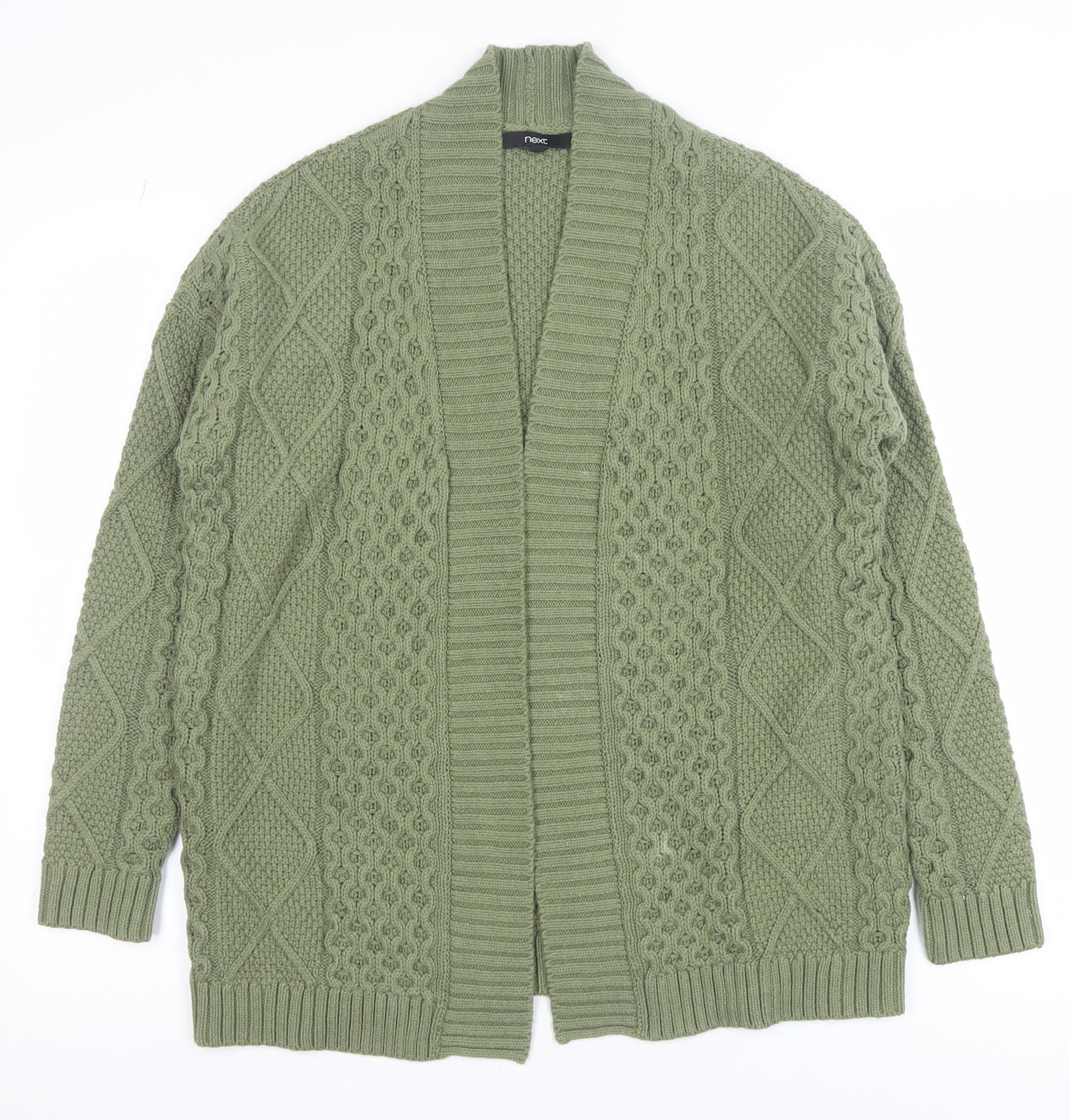 Next Womens Green Chunky Knit Open Cardigan Size S