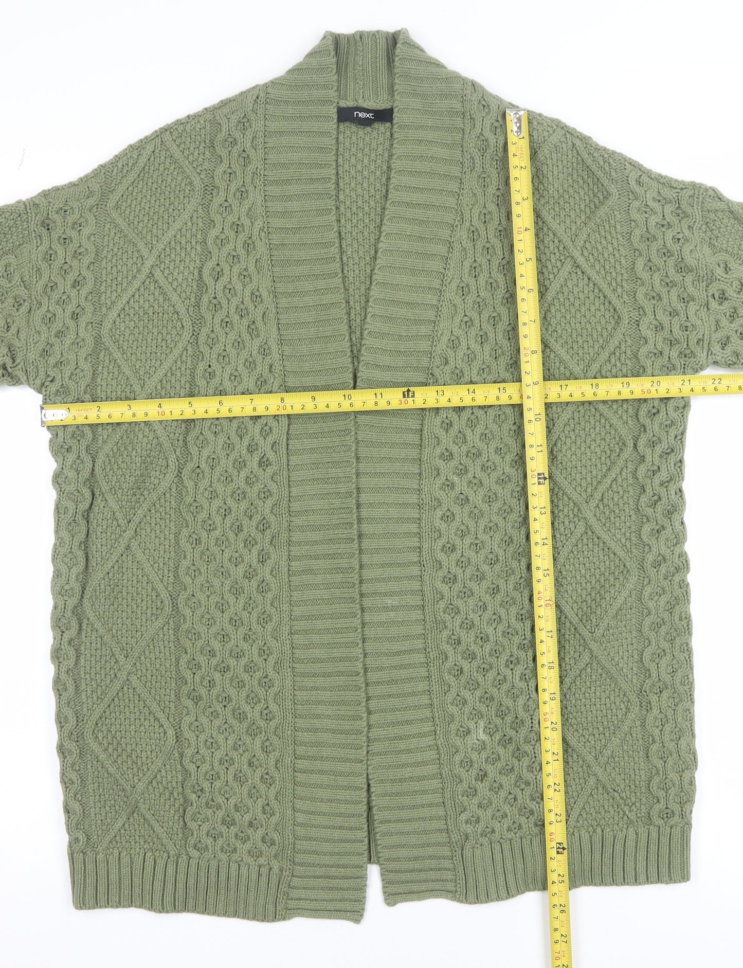Next Womens Green Chunky Knit Open Cardigan Size S