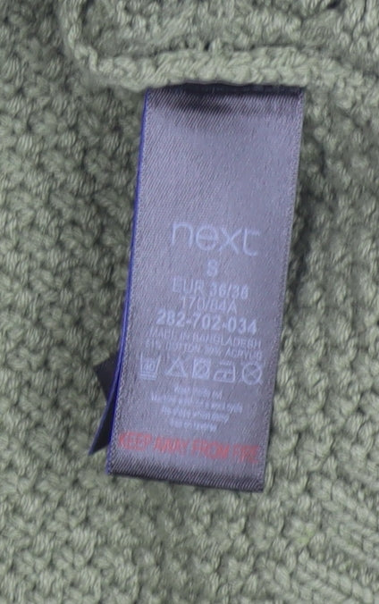 Next Womens Green Chunky Knit Open Cardigan Size S