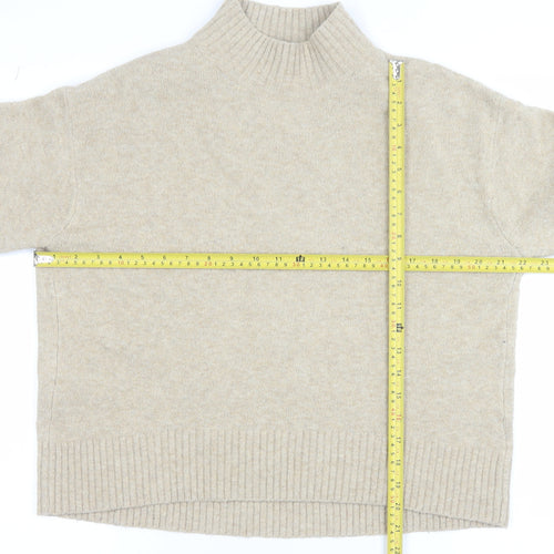 Uniqlo Womens Beige Mock Neck Long Sleeve Pullover Jumper Size S