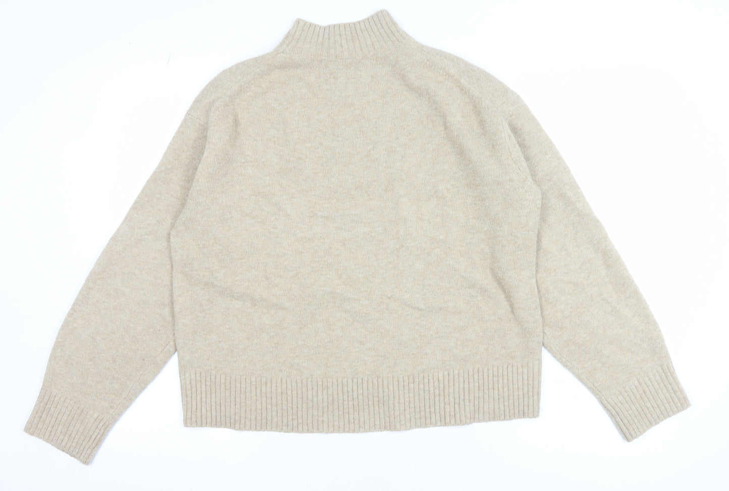 Uniqlo Womens Beige Mock Neck Long Sleeve Pullover Jumper Size S