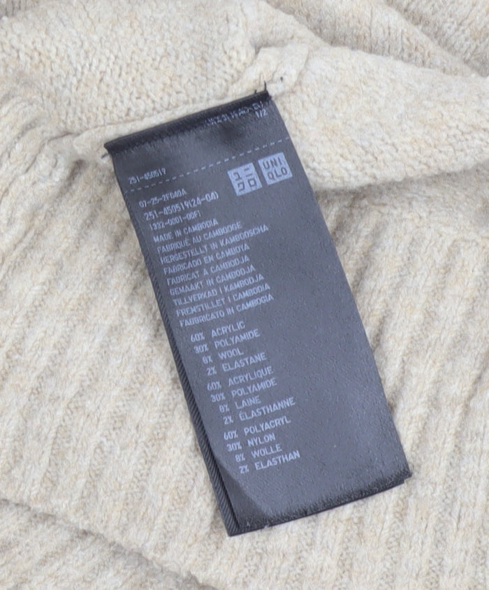 Uniqlo Womens Beige Mock Neck Long Sleeve Pullover Jumper Size S