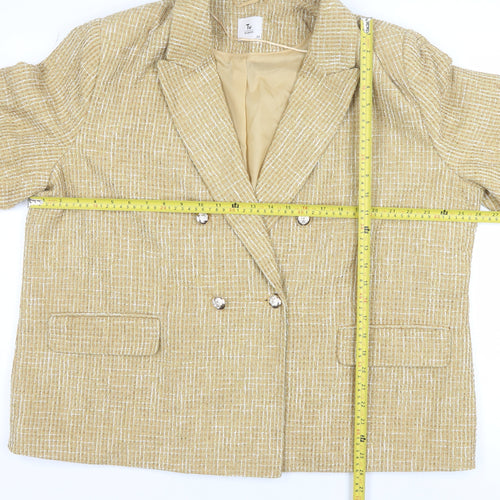 Tu Women Beige Check Blazer Size 20 Tweed Lined Jacket