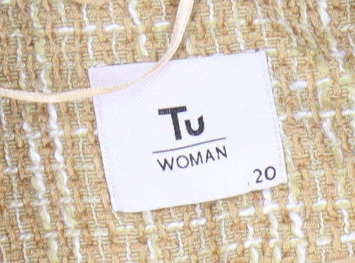 Tu Women Beige Check Blazer Size 20 Tweed Lined Jacket