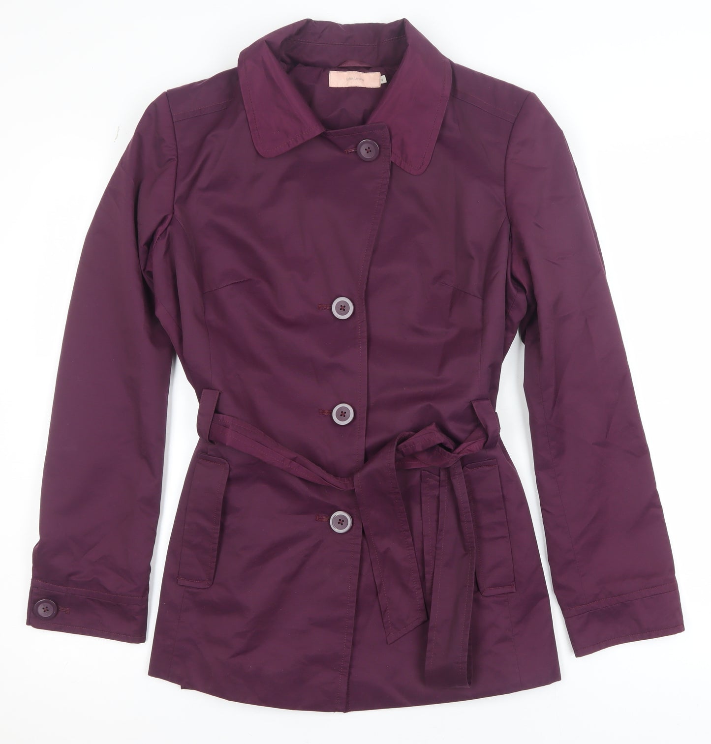 John Lewis Women's Purple Belted Trench Coat Size 12