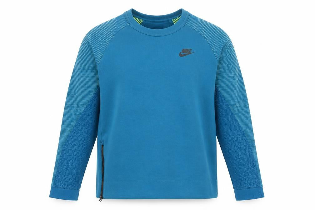 Front view of Nike Men's Blue Long Sleeve Pullover Sweatshirt, size L, Sports Style
