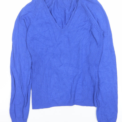 Marks and Spencer Women Blue V-Neck Long Sleeve Pullover Jumper Size 12
