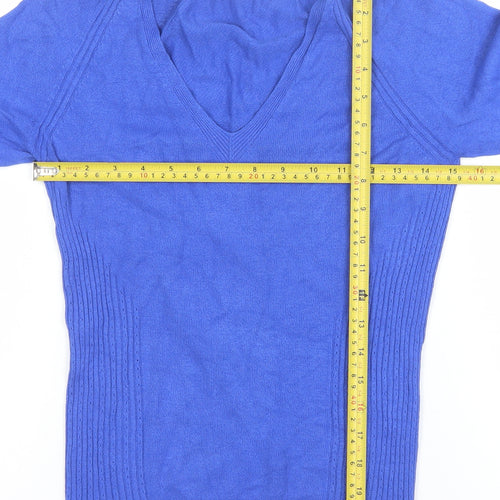 Marks and Spencer Women Blue V-Neck Long Sleeve Pullover Jumper Size 12