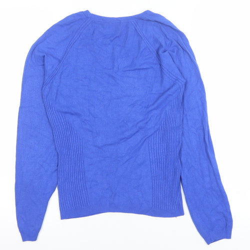 Marks and Spencer Women Blue V-Neck Long Sleeve Pullover Jumper Size 12