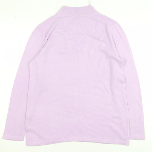 Damart Women's Purple Beaded Mock Neck Knit Jumper Size M