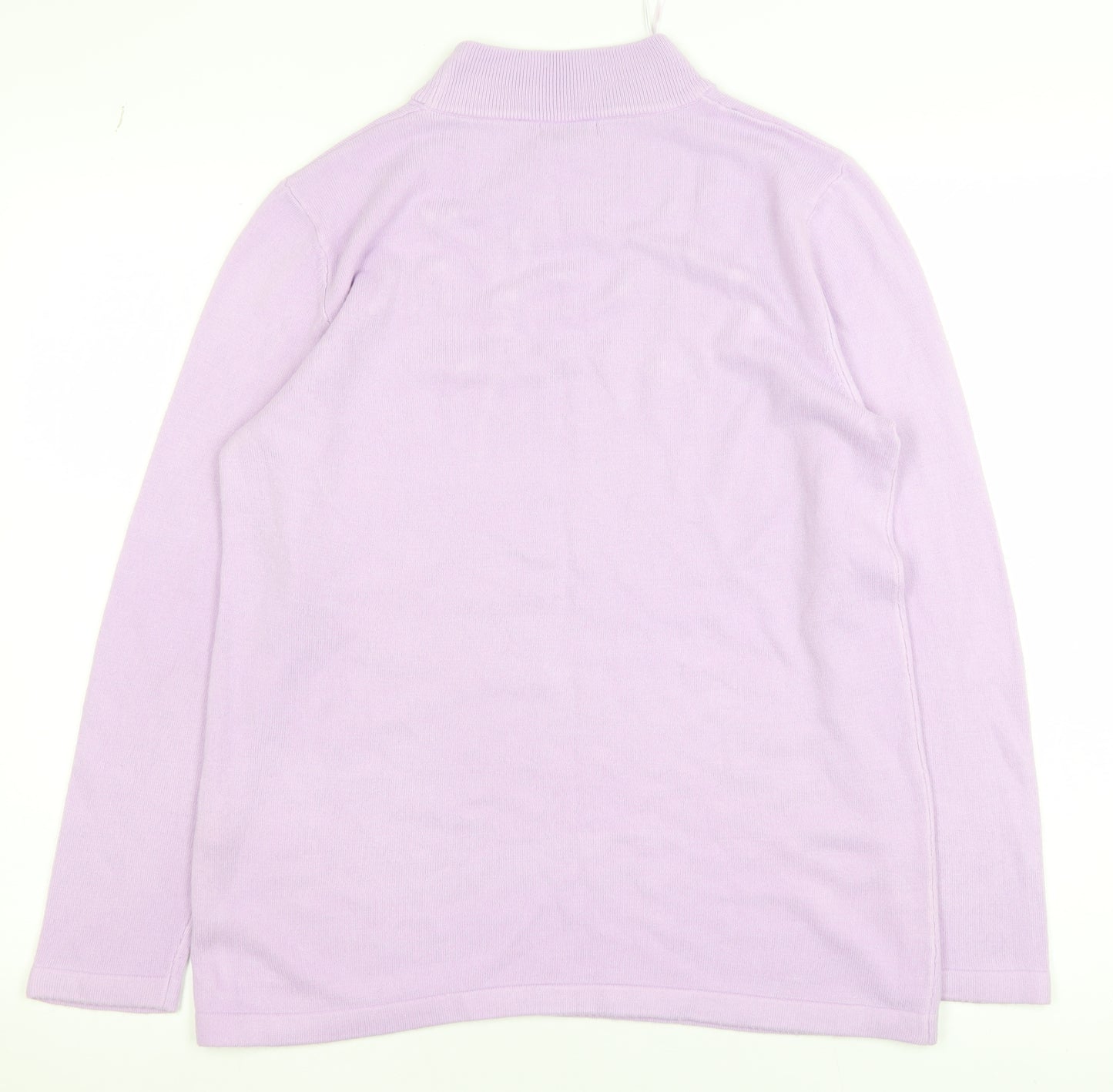 Damart Women's Purple Beaded Mock Neck Knit Jumper Size M