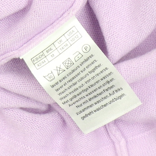Damart Women's Purple Beaded Mock Neck Knit Jumper Size M