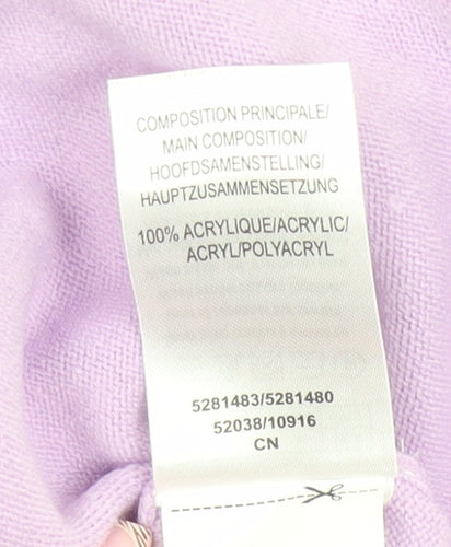 Damart Women's Purple Beaded Mock Neck Knit Jumper Size M