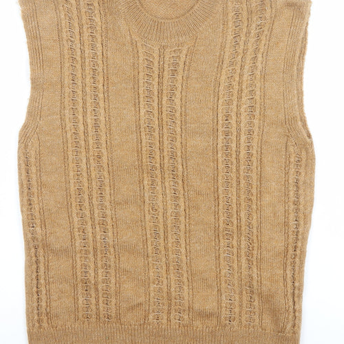 Tu Woman Beige Cable-Knit Sleeveless Vest Jumper Size 8