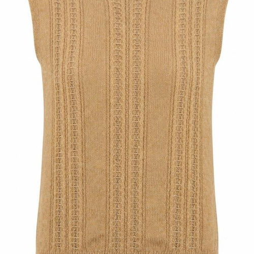 Tu Woman Beige Cable-Knit Sleeveless Vest Jumper Size 8