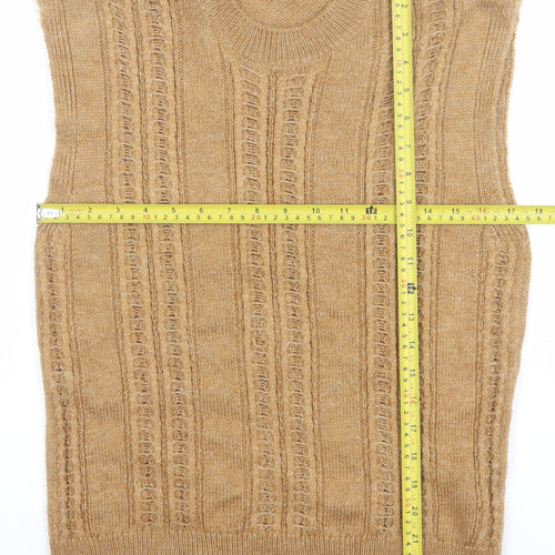 Tu Woman Beige Cable-Knit Sleeveless Vest Jumper Size 8