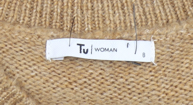 Tu Woman Beige Cable-Knit Sleeveless Vest Jumper Size 8