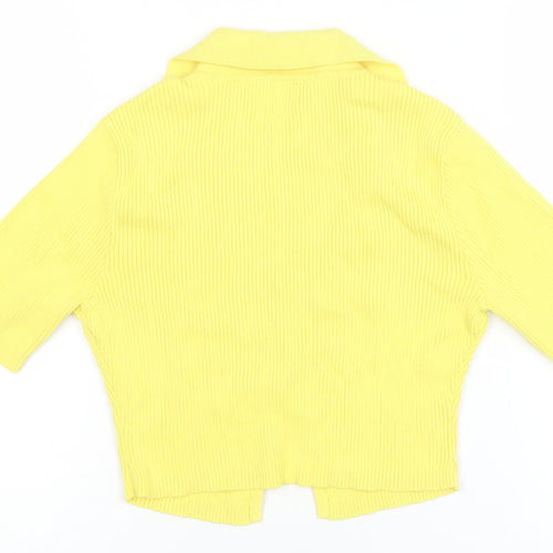 Glamorous Care Women's Yellow Cropped Button-Up Knit Top UK 10