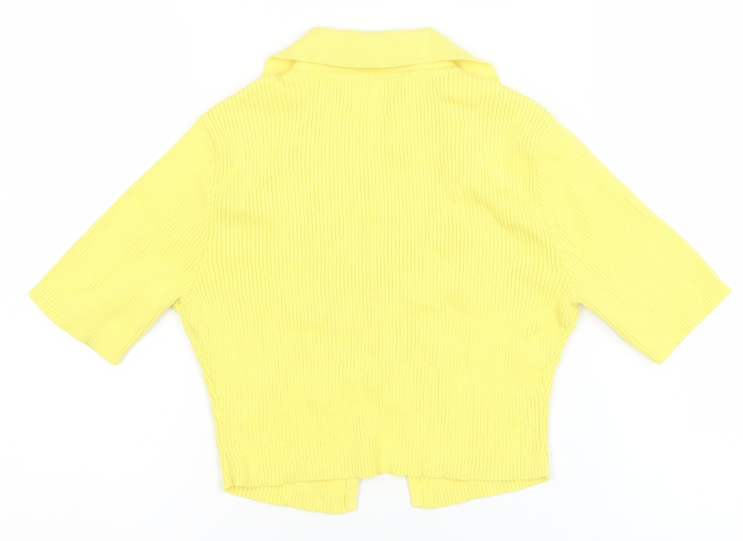 Glamorous Care Women's Yellow Cropped Button-Up Knit Top UK 10