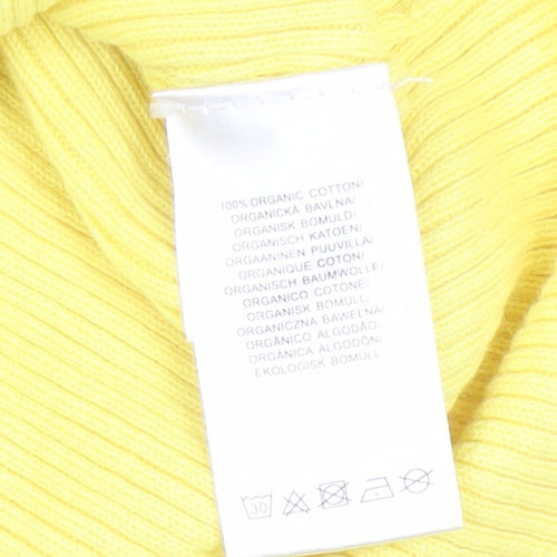 Glamorous Care Women's Yellow Cropped Button-Up Knit Top UK 10