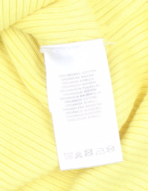 Glamorous Care Women's Yellow Cropped Button-Up Knit Top UK 10