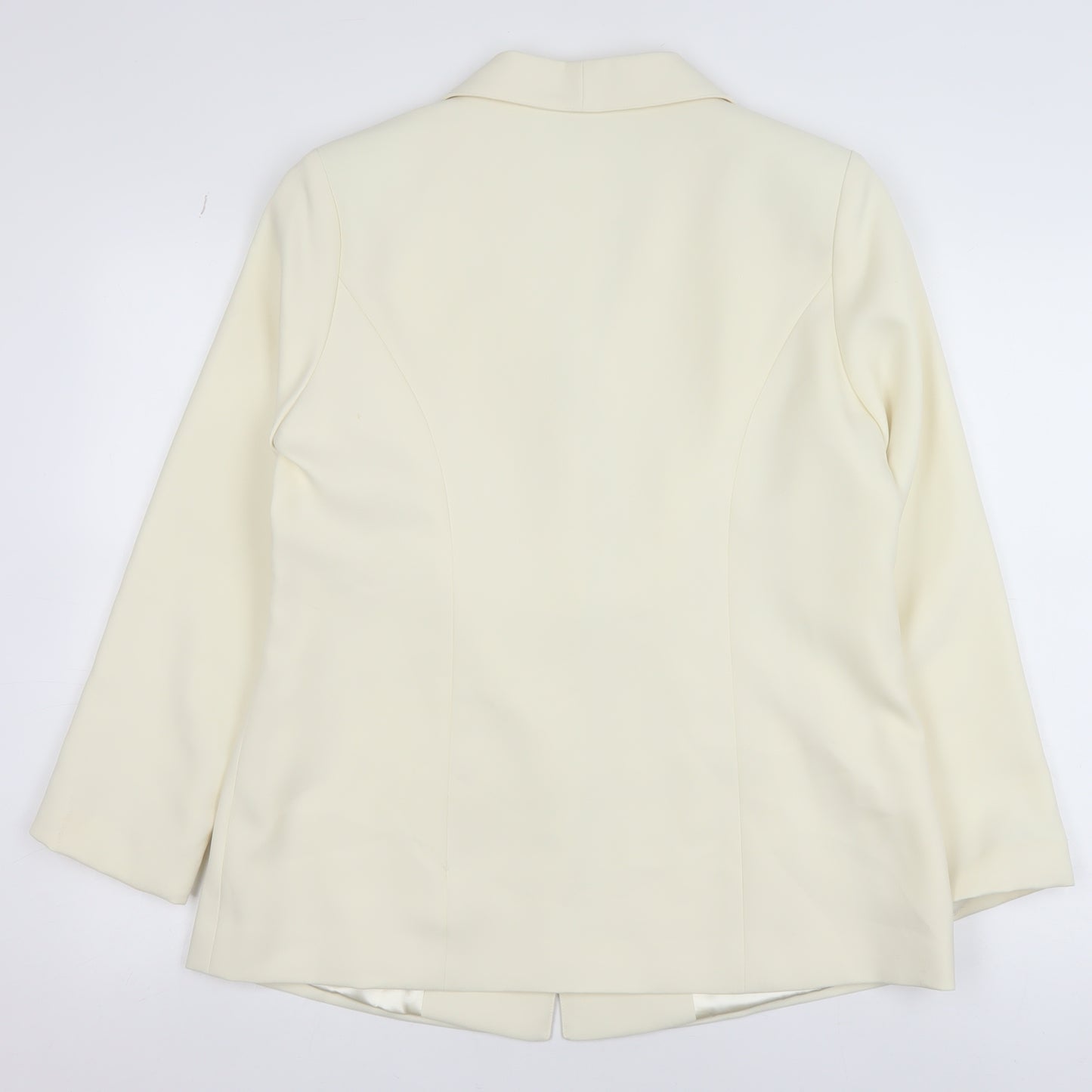 Damart Womens Ivory Single-Breasted Blazer Size 14 Polyester Jacket