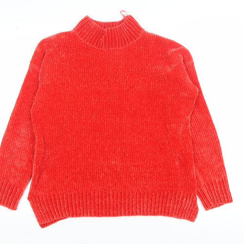 F&F Women’s Red Roll Neck Chunky Knit Jumper Size 8