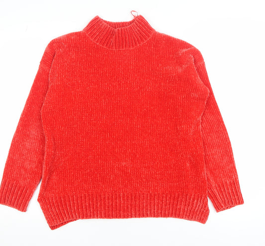 F&F Women’s Red Roll Neck Chunky Knit Jumper Size 8
