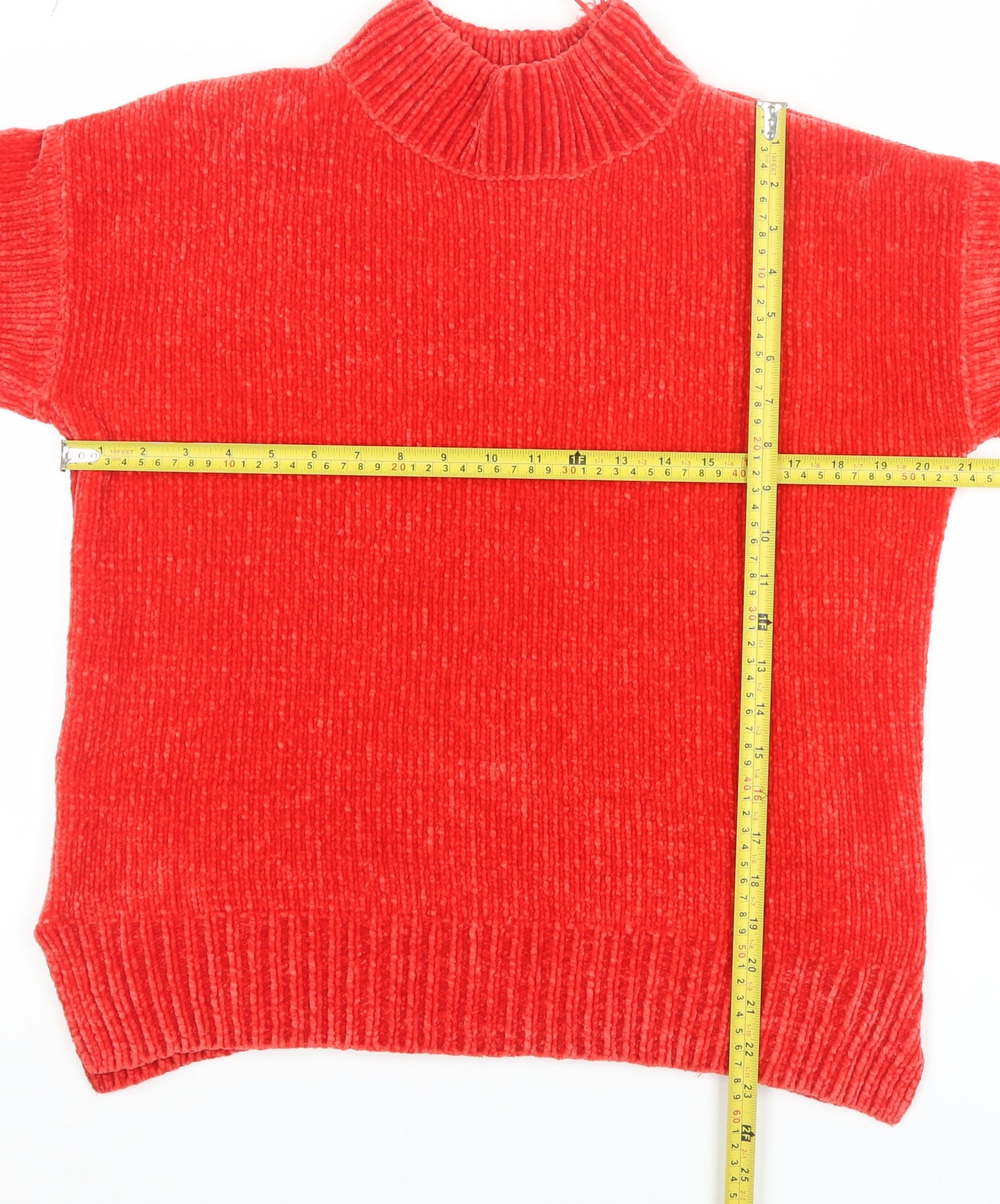 F&F Women’s Red Roll Neck Chunky Knit Jumper Size 8