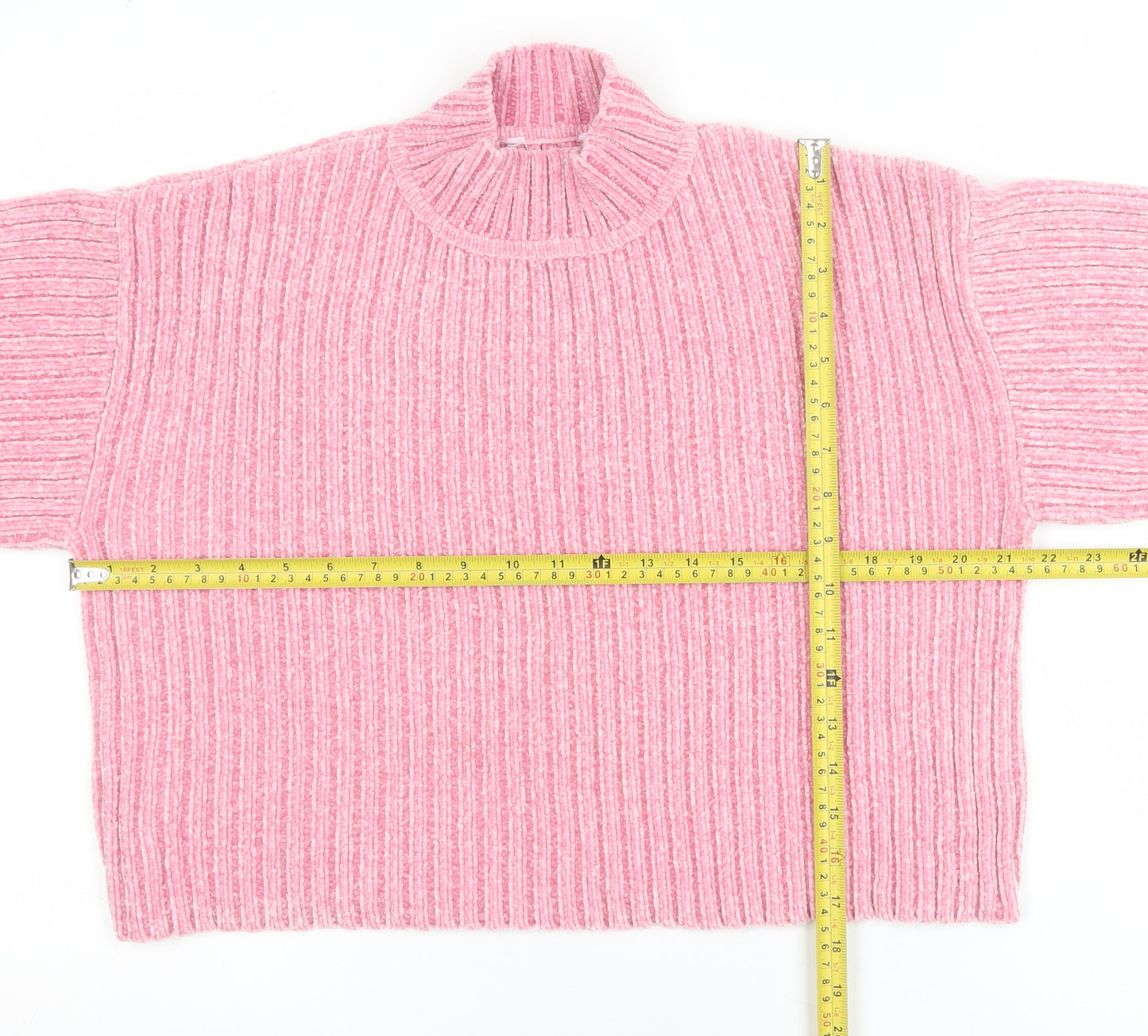 Pep&Co Women’s Pink Mock Neck Ribbed Pullover Jumper Size S 8-10